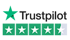 Trustpilot logo, 4.5 out of five stars rating.