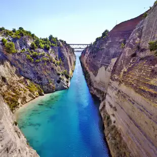 View of Corinth Canal from above in Greece