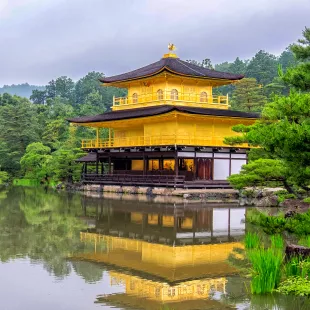 Golden pavilion Buddhist temple Kinkakuji in Kyoto, Japan