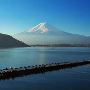 View of Mount Fuji from Lake Kawaguchi in Yamanashi, Japan