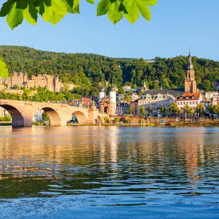View of bridge over Neckar river in Heidelberg, Germany