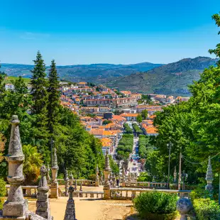 View over Lamego from staircase leading to the church of our lady in Portugal