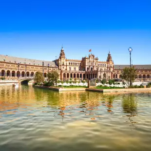 Plaza de España canal plaza in Seville, Spain.