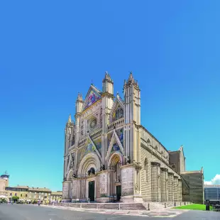 Panoramic view of the Orvieto Cathedral in Umbria, Italy