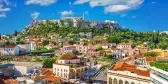 Skyline of Athens with Monastiraki square and Acropolis hill in Athens, Greece