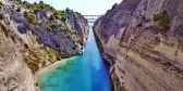 View of Corinth Canal from above in Greece
