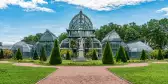 Ornate glass house and topiary in Parc de la Tete d'Or, Lyon, Grance