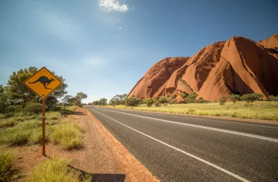 Kangaroo warning sign in the outback, Australia