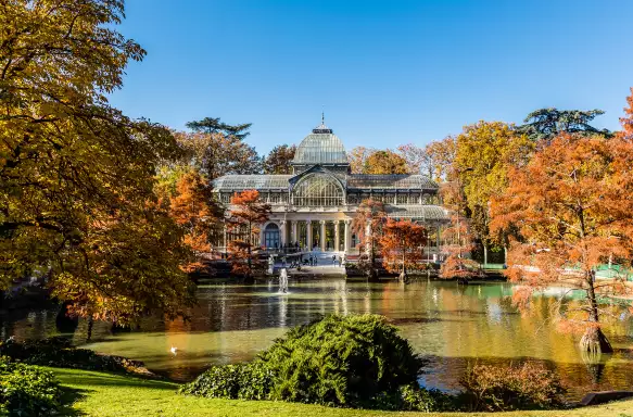 Crystal palace of El Retiro park in Madrid, Spain