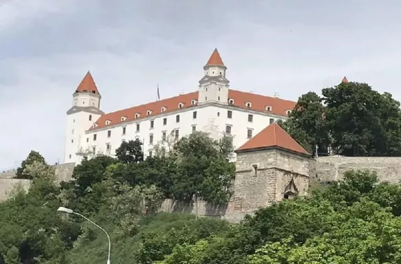 View of the Bratislava Castle surrounded by vegetation in Slovakia