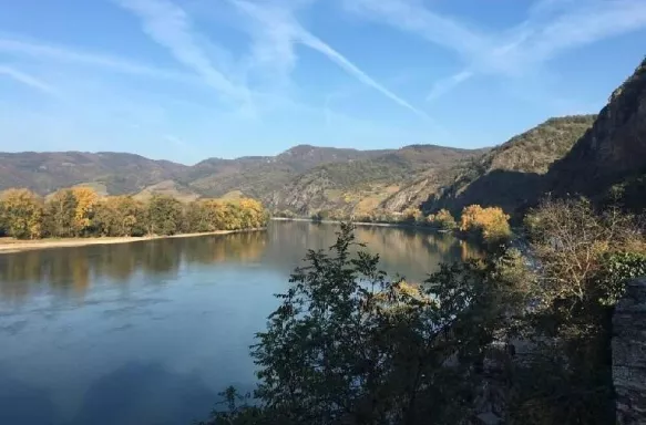 Shot of the Wachau Valley on the Blue Danube in Austria