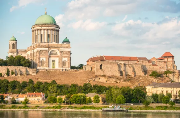 Distant view of the basilica in Esztergom, Hungary