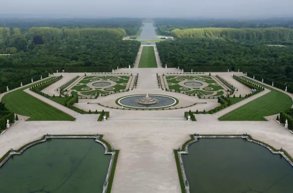 View of garden entrance from The Palace of Versailles in France