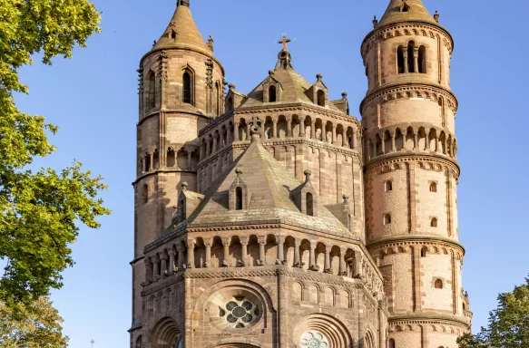 Exterior view of old historic cathedral of Worms, Germany