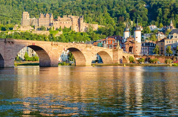 The Karl Theodor bridge over the Neckar river in Heidelberg, Germany