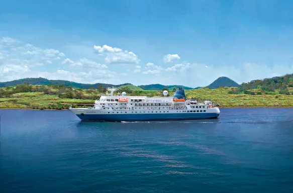 Exterior of the MS Seaventure at sea