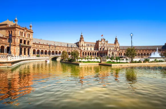 Plaza de España canal plaza in Seville, Spain.
