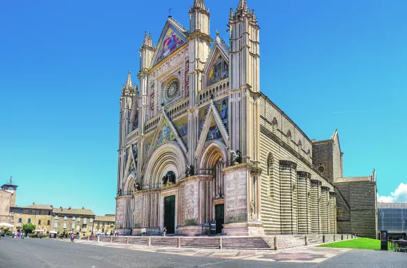 Panoramic view of the Orvieto Cathedral in Umbria, Italy