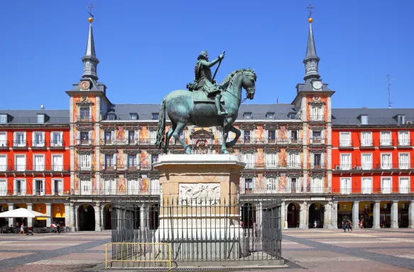 King Philip III statue at Plaza Mayor in Madrid, Spain