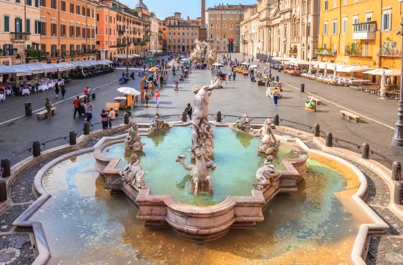 Navona square with Neptune water fountain in Rome, Italy