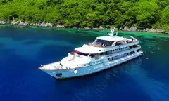 Beautiful MS Il Mare yacht on glistening croatian waters