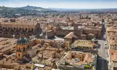 Aerial view from Asinelli tower in Bologna, Italy