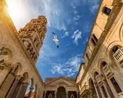 Diocletian's Palace and Cathedral of Saint Domnius' bell tower in Split, Croatia