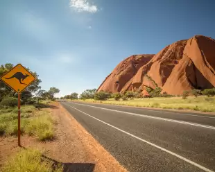 Kangaroo warning sign in the outback, Australia