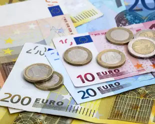 Euro currency notes and coins