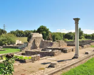The ruins of the Roman baths at Aquincum city in Budapest, Hungary