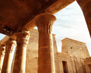 Columns at the Temple of Philae in Aswan, Egypt