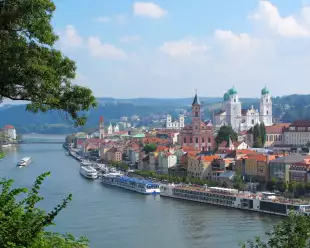 View on Passau, the city of three Rivers in Bavaria, Germany.