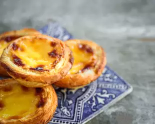 Close-up of Pastel de Nata, a Portugal egg tart 