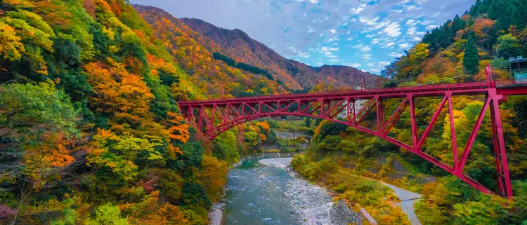 Autumn landscape in Kurobe Gorge, Japan
