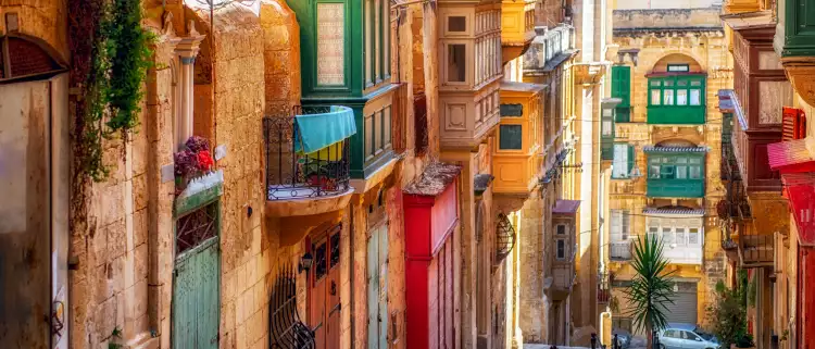 Narrow street in Valletta, Malta