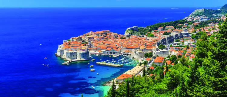 Blue seas and skies alongside the Croatian town of Dubrovnik