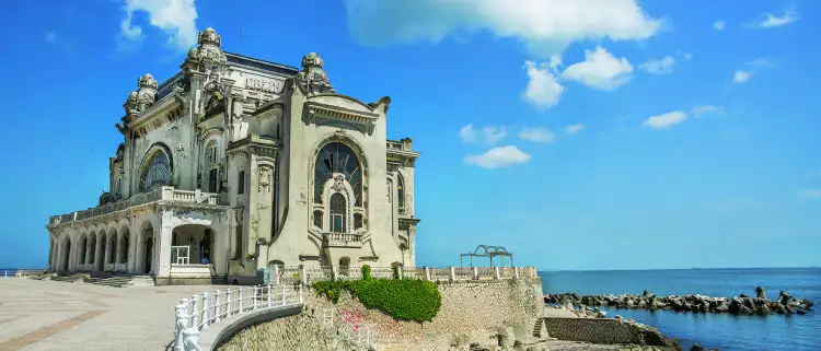 The Constanța Casin building along the Black Sea seafront in Constanta, Romania
