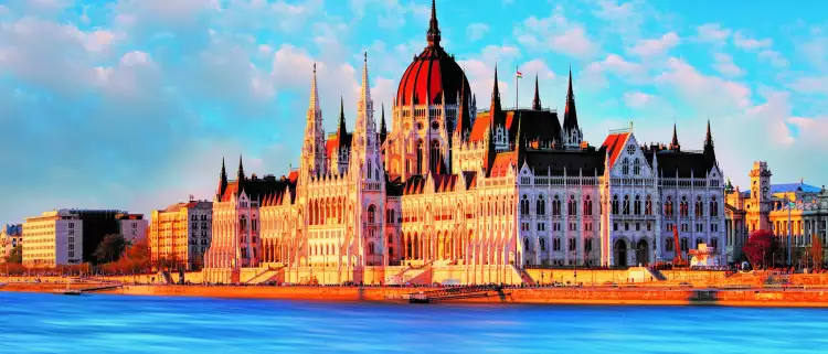 Right hand angle of the Parliament Building in Budapest