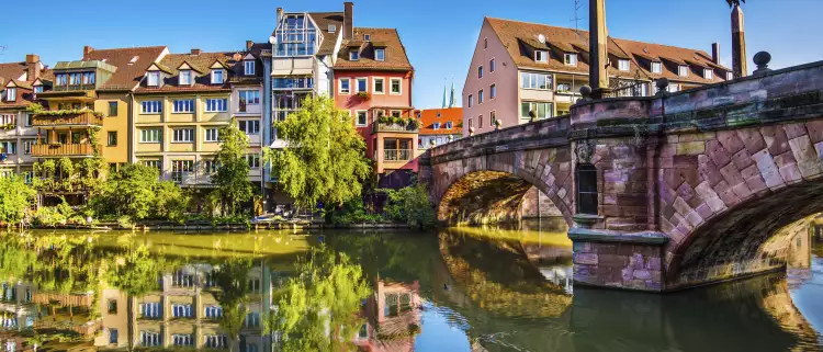 Old town on the Pegnitz River in Nuremberg, Germany