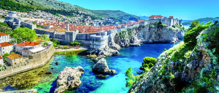 Aerial view of Dubrovnik cityscape on Adriatic Coast in Croatia