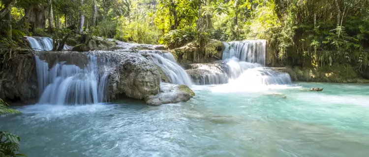 Tat Kuang Si Waterfalls in the tropical forest near Luang Prabang, Laos