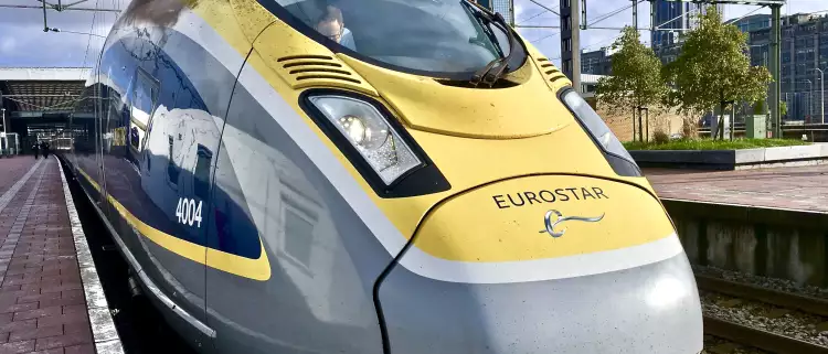Exterior front shot of the nose of the Eurostar train