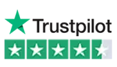 Trustpilot logo, 4.5 out of five stars rating.