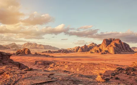 Red Mars like landscape in Wadi Rum desert, Jordan