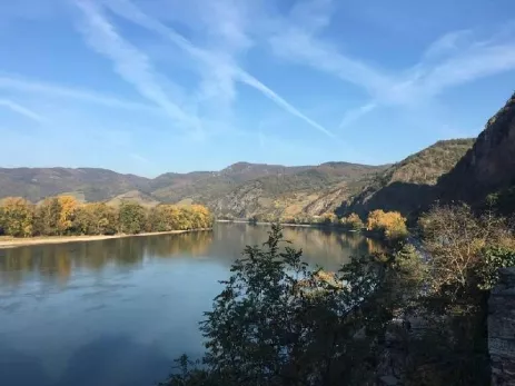 Shot of the Wachau Valley on the Blue Danube in Austria