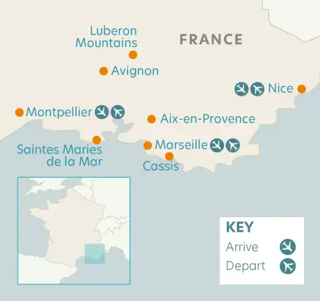 Area map of Timeless Provence Tour