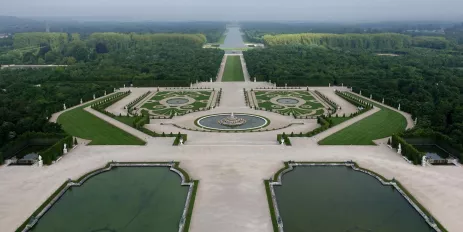 View of garden entrance from The Palace of Versailles in France