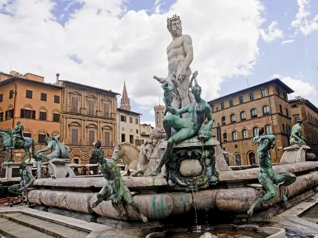 The Fountain of Neptune at Signoria square in Florence, Italy