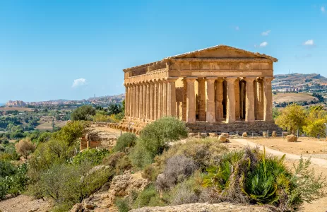 View of Temple of Concordia in Sicily, Italy