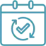An icon showing a calendar with a tick